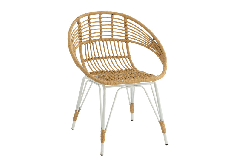 Chair Jeanne Outdoors Met/Rattan Natural/White - Majorr