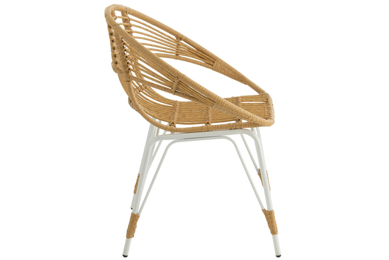 Chair Jeanne Outdoors Met/Rattan Natural/White - Majorr