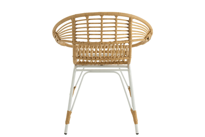 Chair Jeanne Outdoors Met/Rattan Natural/White - Majorr