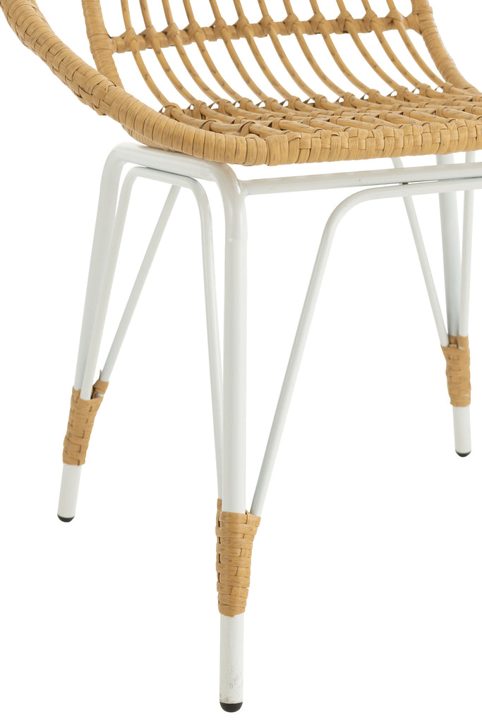 Chair Jeanne Outdoors Met/Rattan Natural/White - Majorr