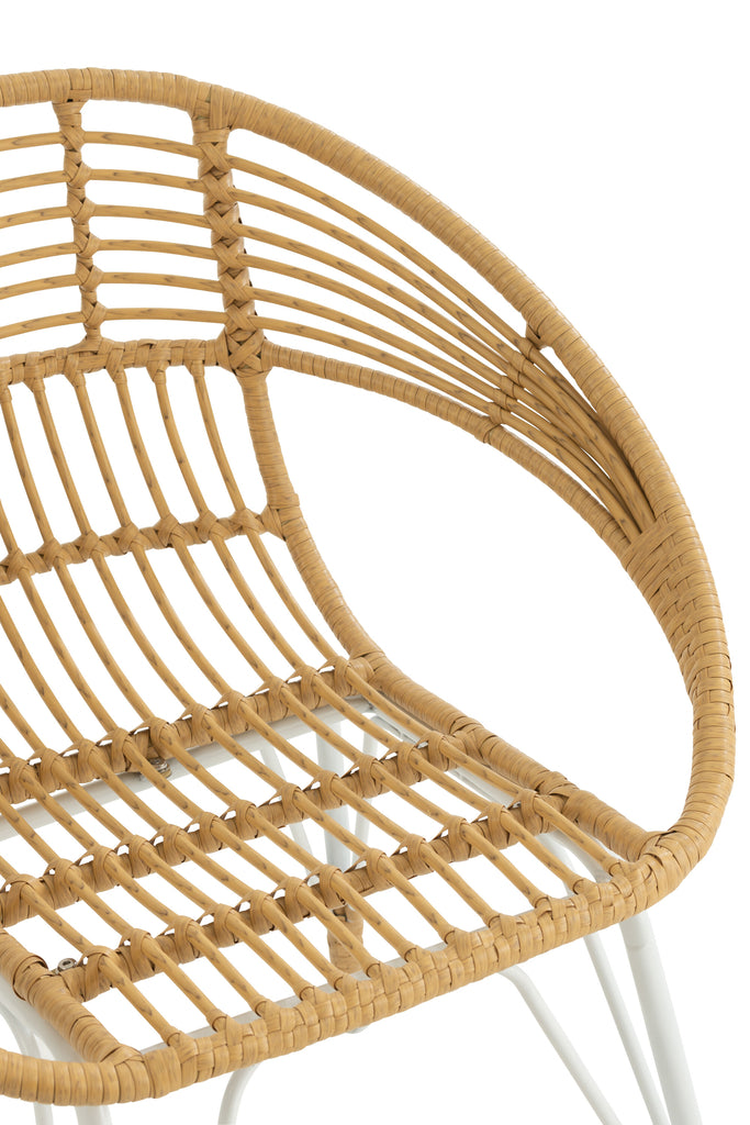 Chair Jeanne Outdoors Met/Rattan Natural/White - Majorr