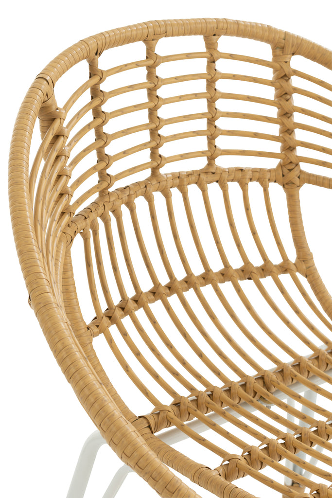 Chair Jeanne Outdoors Met/Rattan Natural/White - Majorr