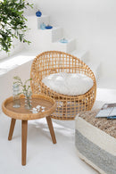 Chair Lise+Cushion 1 Person Rattan/Textile Natural/White - Majorr