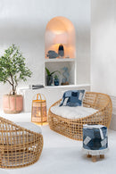 Chair Lise+Cushion 1 Person Rattan/Textile Natural/White - Majorr