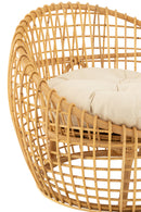 Chair Lise+Cushion 1 Person Rattan/Textile Natural/White - Majorr