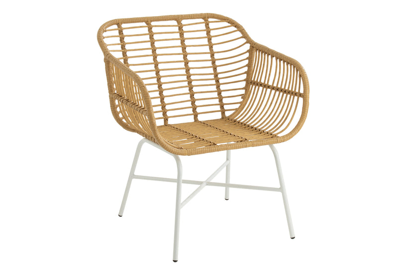 Chair Rachelle Outdoors Met/Rattan Natural/White - Majorr