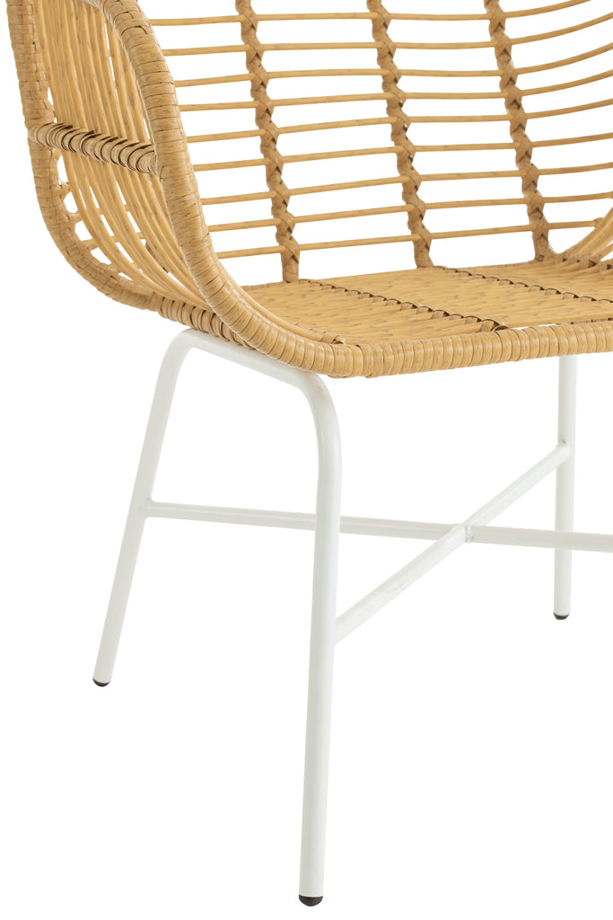 Chair Rachelle Outdoors Met/Rattan Natural/White - Majorr