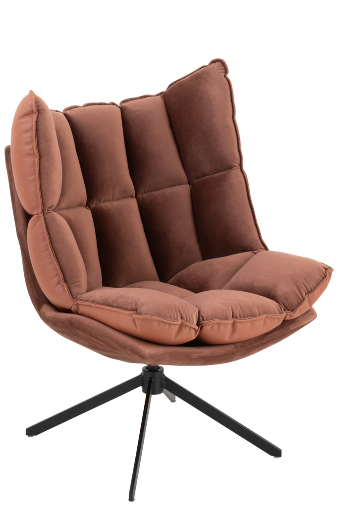 Chair Relax Cushion On Frame Textile/Metal Rust Brown - Majorr