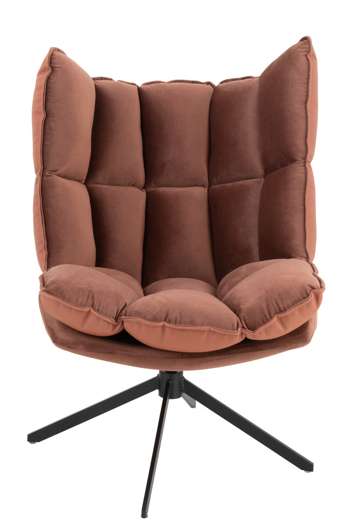 Chair Relax Cushion On Frame Textile/Metal Rust Brown - Majorr