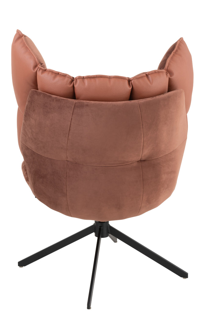 Chair Relax Cushion On Frame Textile/Metal Rust Brown - Majorr