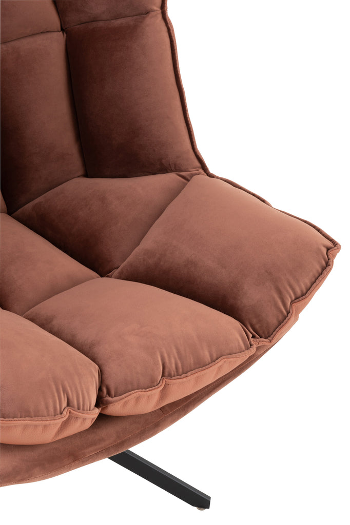 Chair Relax Cushion On Frame Textile/Metal Rust Brown - Majorr