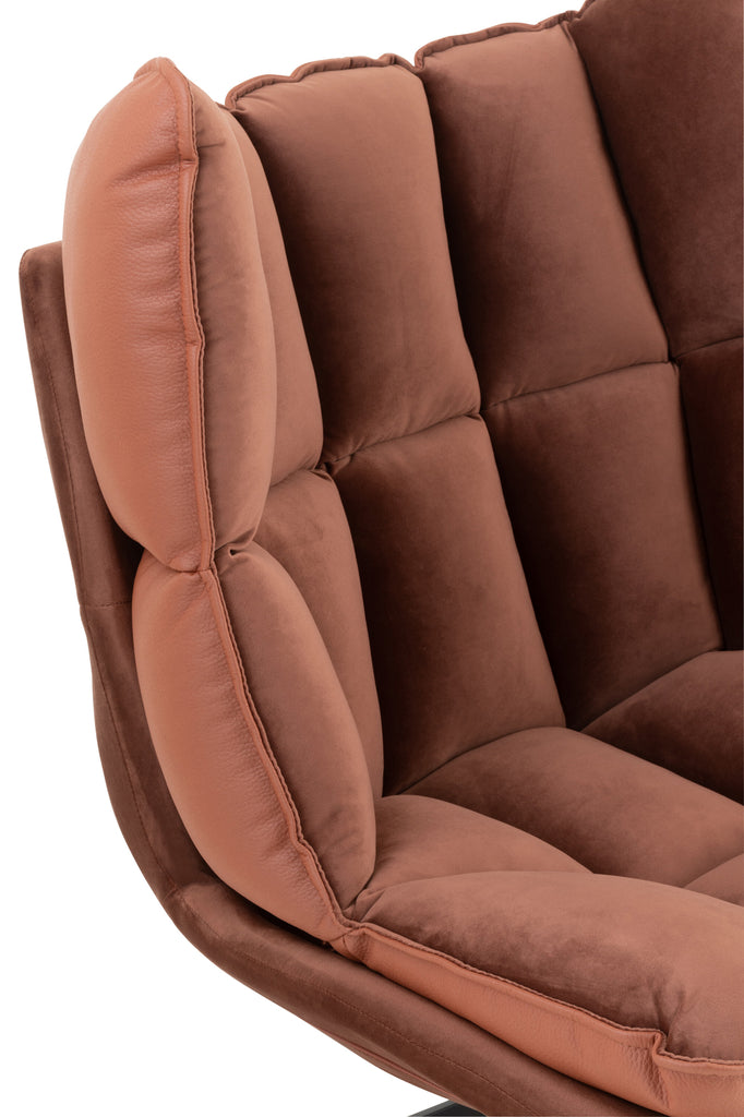 Chair Relax Cushion On Frame Textile/Metal Rust Brown - Majorr