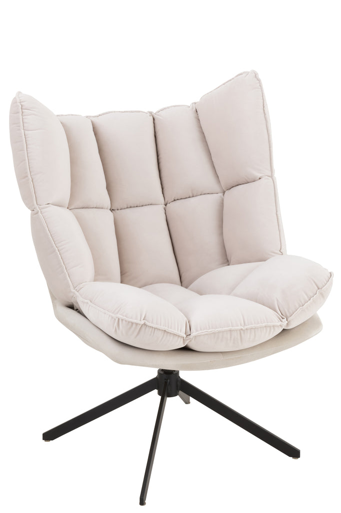 Chair Relax Cushion On Frame Textile/Metal Beige - Majorr