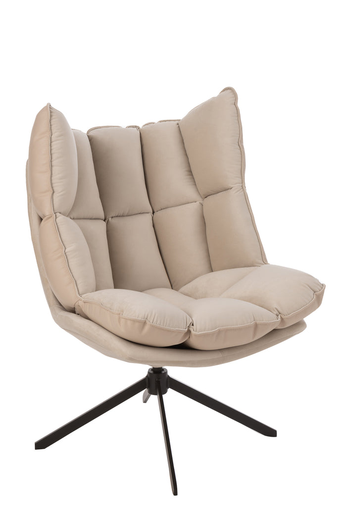 Chair Relax Cushion On Frame Textile/Metal Beige - Majorr