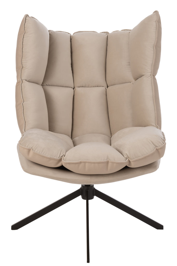 Chair Relax Cushion On Frame Textile/Metal Beige - Majorr
