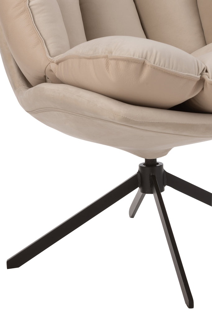 Chair Relax Cushion On Frame Textile/Metal Beige - Majorr
