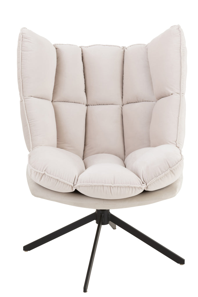 Chair Relax Cushion On Frame Textile/Metal Beige - Majorr