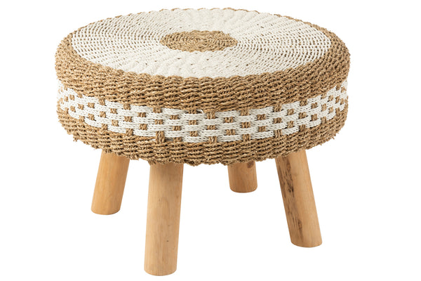 Chair Round Seagrass White/Natural - Majorr