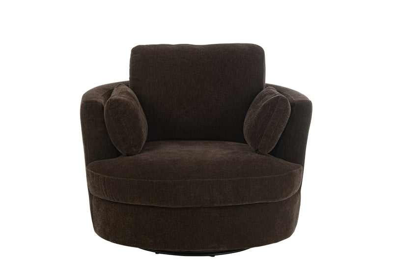 Chair Swivel Poplar Wood/Foam Dark Brown - Majorr