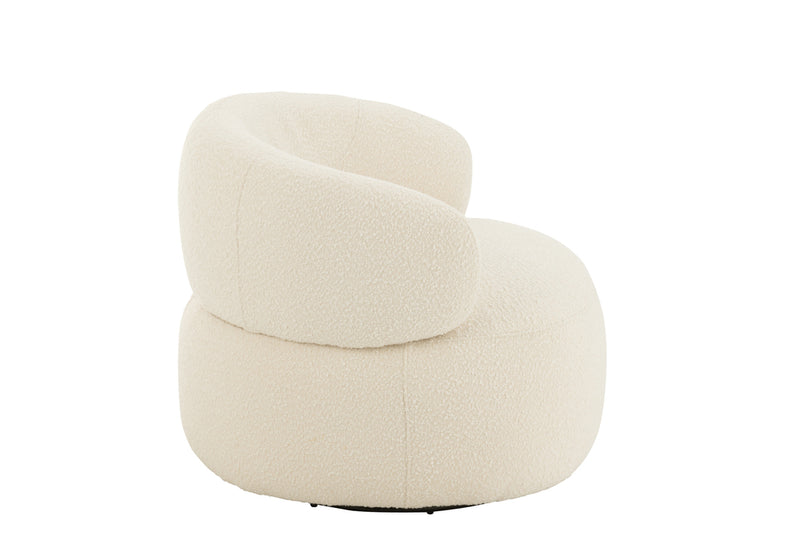 Chair Swivel Round Poplar Wood/Foam Cream - Majorr