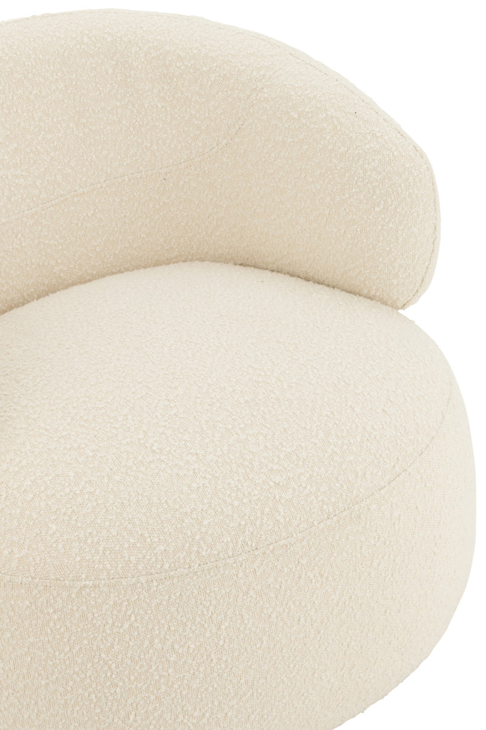 Chair Swivel Round Poplar Wood/Foam Cream - Majorr