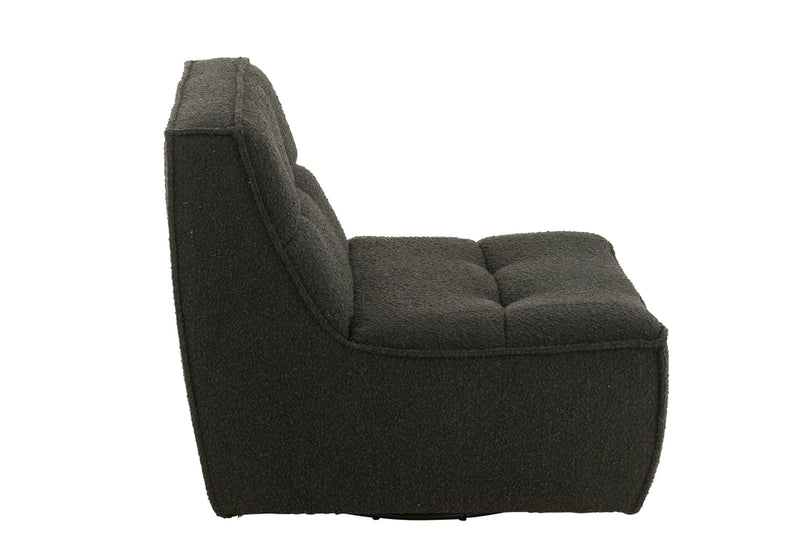 Chair Swivel Square Poplar Wood/Foam Black - Majorr