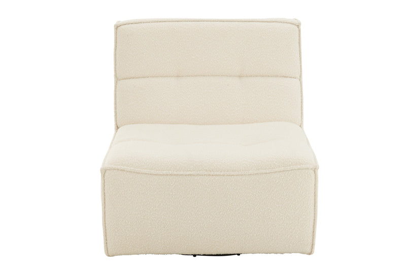 Chair Swivel Square Poplar Wood/Foam Cream - Majorr