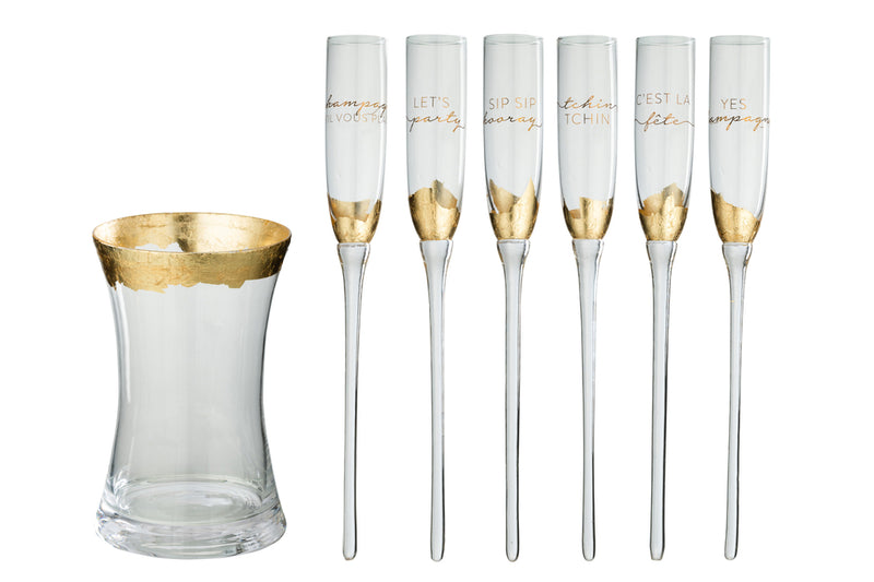 Champagne Glass In Bucket Glass Transparent/Gold