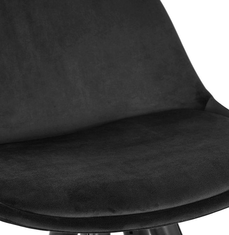 Design barkruk 'CHICAGO' in zwart fluweel en 4 poten in zwart hout - Majorr