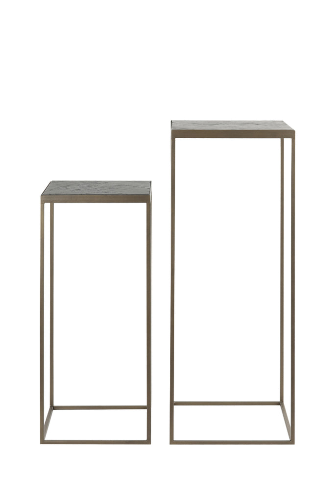 Pillar S/2 33x33x80+38x38x100 cm CHISA wood black-ant bronze - Majorr