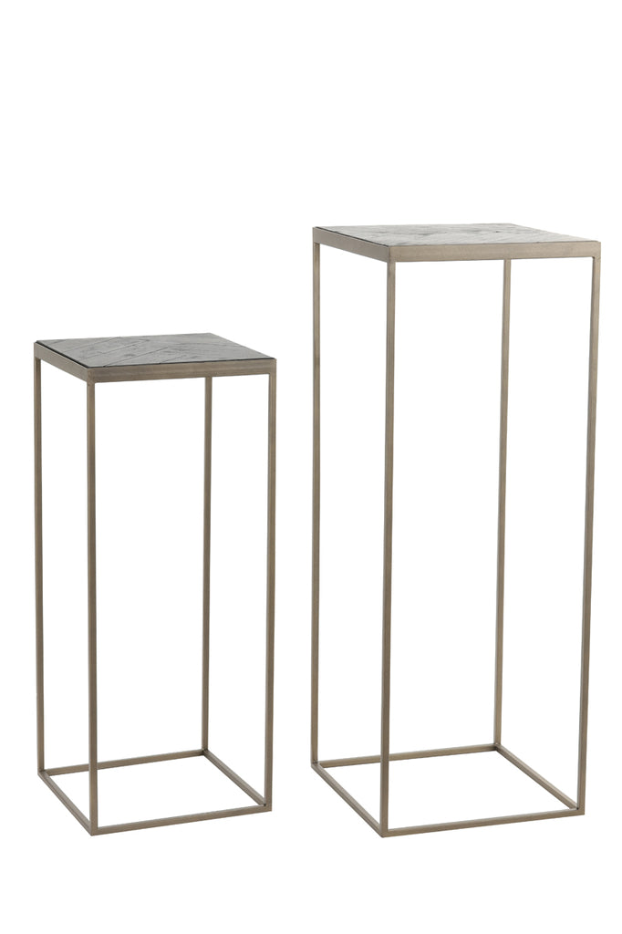 Pillar S/2 33x33x80+38x38x100 cm CHISA wood black-ant bronze - Majorr