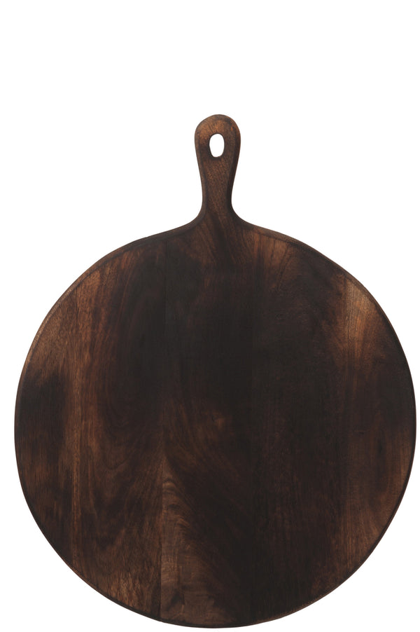 Chopping Board Round Wood Dark Brown Large