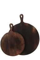 Chopping Board Round Wood Dark Brown Large - Majorr
