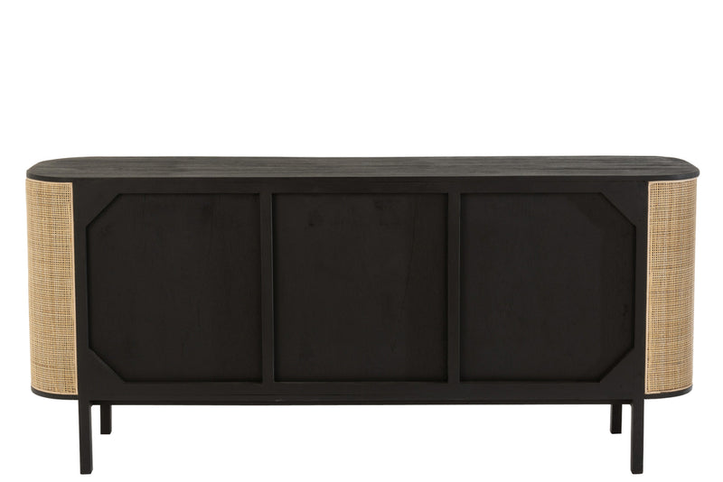 Closet 3 Doors Molly Exotic Wood/Rattan Black - Majorr