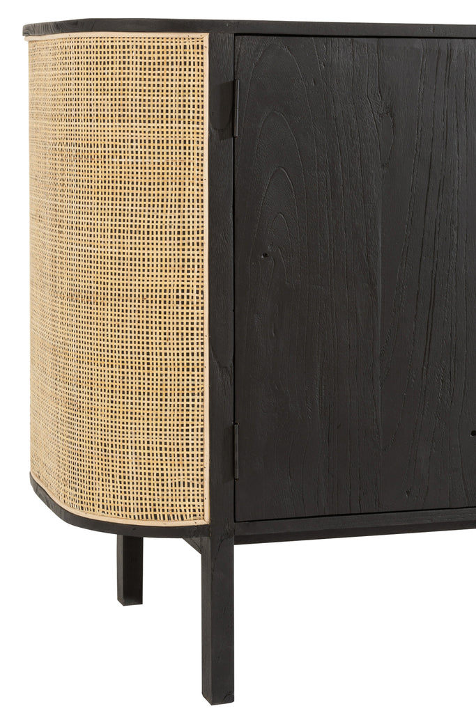 Closet 3 Doors Molly Exotic Wood/Rattan Black - Majorr