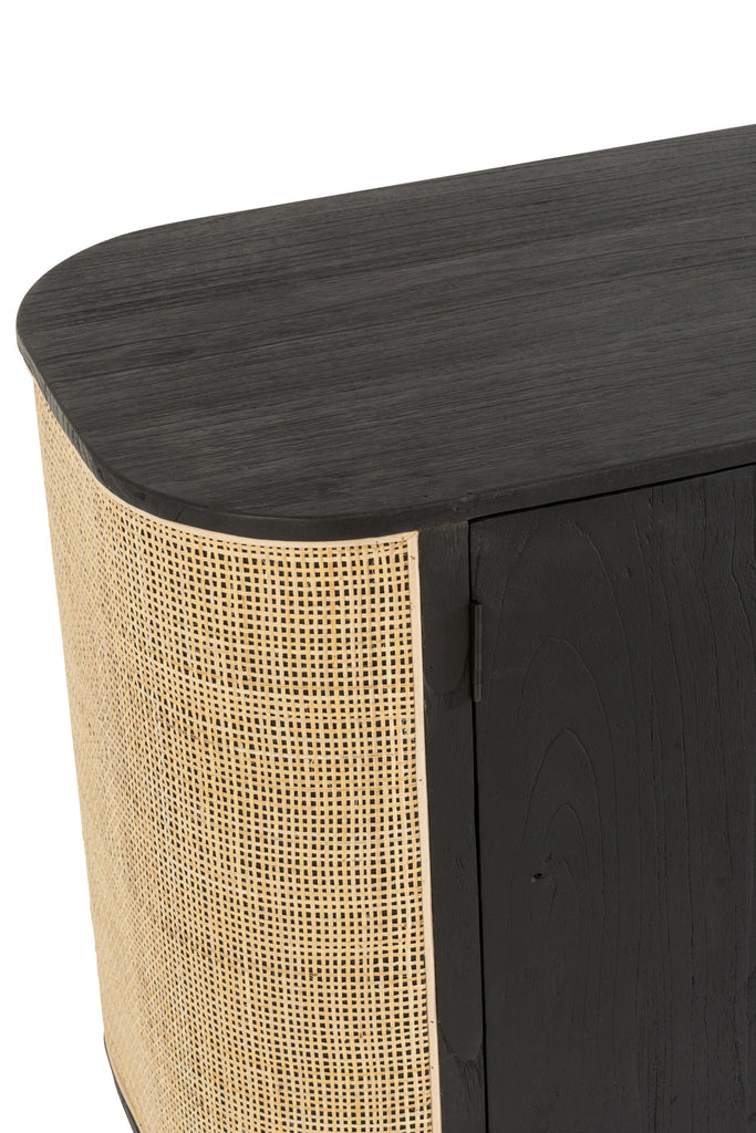 Closet 3 Doors Molly Exotic Wood/Rattan Black - Majorr