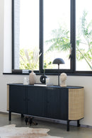 Closet 3 Doors Molly Exotic Wood/Rattan Black - Majorr