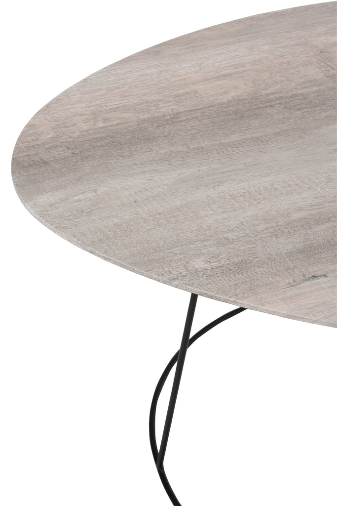 Coffee Table Oval Distorted Mdf/Iron Natural/Black Small - Majorr