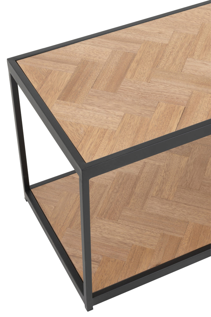 Coffee Table Zigzag Rectangle Wood/Metal Natural/Black - Majorr