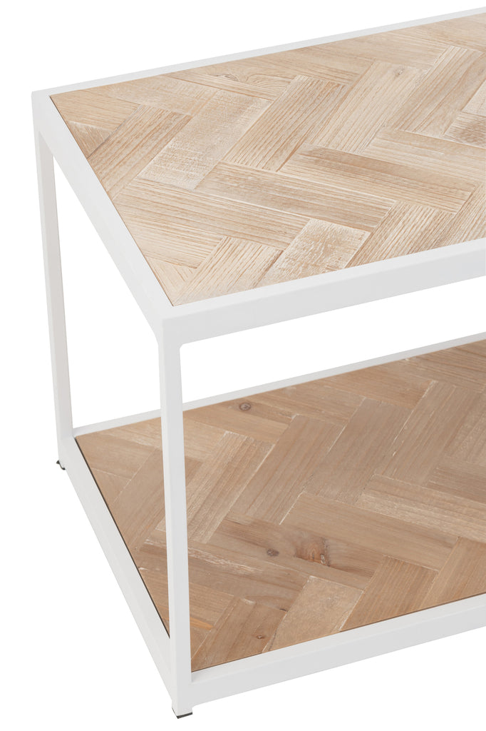 Coffee Table Zigzag Wood/Metal Natural/White - Majorr