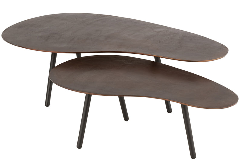 Coffee Table Drop Aluminium/Iron Brown Large - Majorr