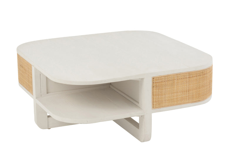 Coffee Table Molly Exotic Wood/Rattan White - Majorr