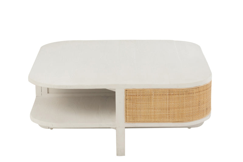 Coffee Table Molly Exotic Wood/Rattan White - Majorr