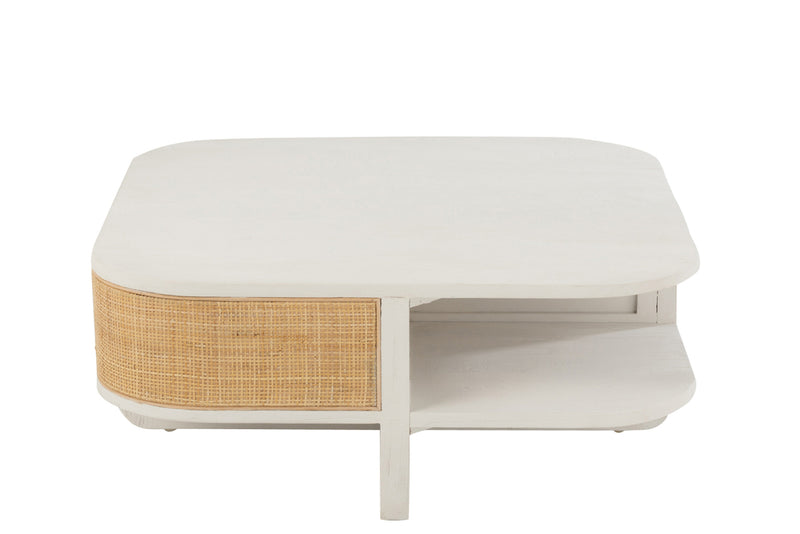 Coffee Table Molly Exotic Wood/Rattan White - Majorr