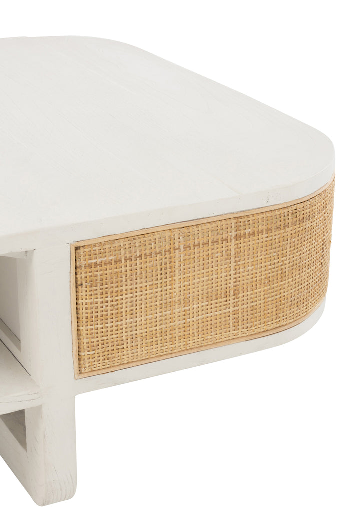 Coffee Table Molly Exotic Wood/Rattan White - Majorr