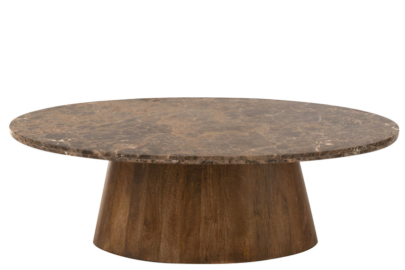 Coffee Table Oval Marble/Mango Wood Brown - Majorr