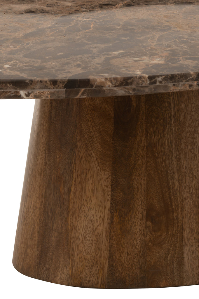 Coffee Table Oval Marble/Mango Wood Brown - Majorr