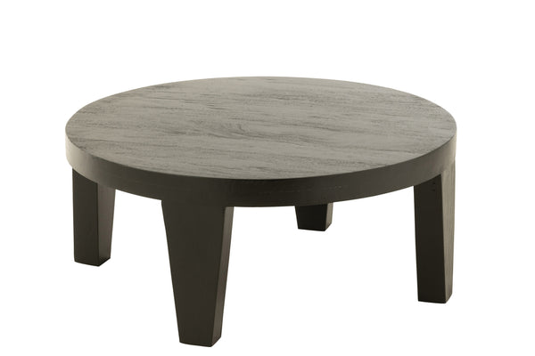 Table basse ronde en bois de manguier noir mat