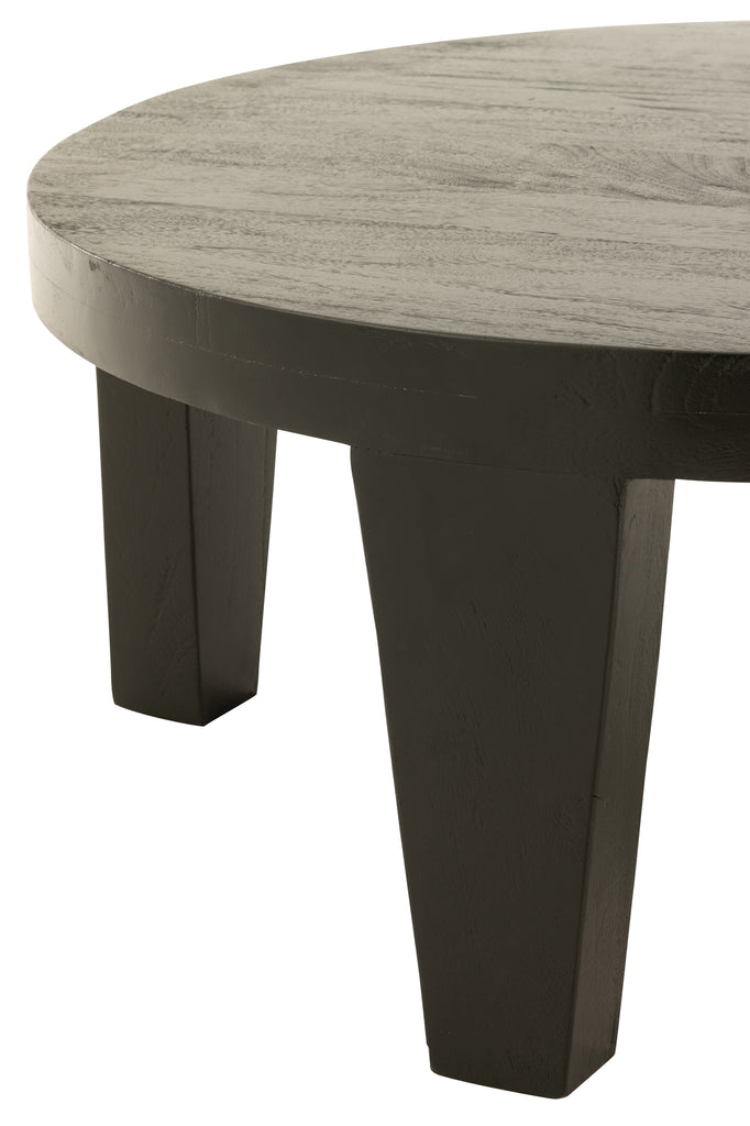 Coffee Table Round Mango Wood Matt Black - Majorr