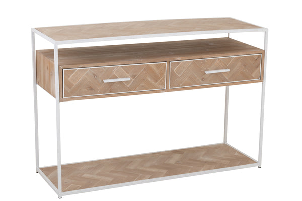 Console Zigzag 2 Drawers Wood/Metal Natural/White - Majorr